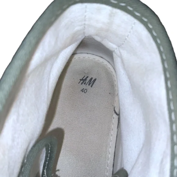 Khaki Green Canvas Lace up High-top Trainer Sneakers Sz US 7.5 EUR 40 Me… - Picture 7 of 10